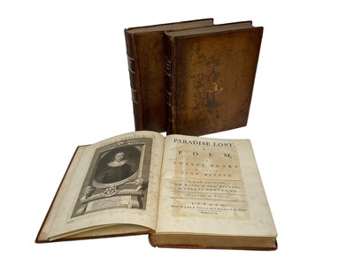 Lot 1399 - John Milton - Paradise Lost, Paradise Regained, in 3 vols. 1749/1752, with engraved plates, bookplate for Henry Edward Bunbury (1778-1860) conforming calf bindings