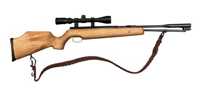 Lot 1013 - Contemporary Weihrauch HW 97K .22 calibre under lever air rifle, (the metalwork retaining almost all factory finish) and stamped 'B430' together with a Hawk Sport HD 3 - 9x40 scope, with leather...
