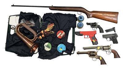 Lot 1022 - Vintage BSA break action air rifle, together with a bugle and various other items, (1 box).