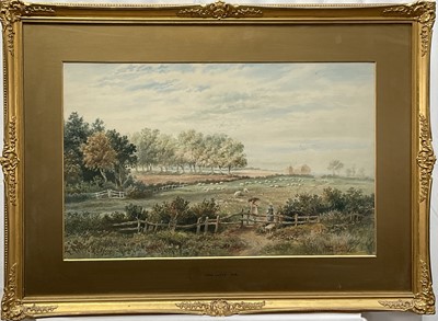 Lot 118 - Tom Lloyd (1849-1910) watercolour, figures in a landscape, signed and dated 1878, 34cm x 54cm, gilt frame