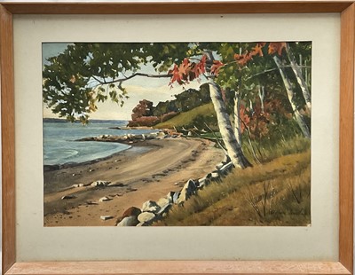 Lot 32 - William Jewell (American) watercolour, Store Beach, Great Diamond Island Maine, signed, 37cm x 53cm, glazed frame