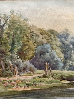 Lot 33 - Charles James Adams (1859-1931) watercolour - River landscape, 18cm x 27cm, glazed frame