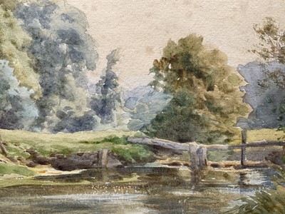Lot 33 - Charles James Adams (1859-1931) watercolour - River landscape, 18cm x 27cm, glazed frame