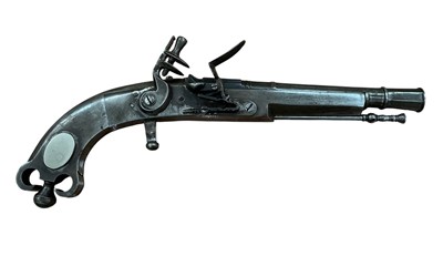 Lot 1000 - 19th century-style Scottish all steel Flintlock belt pistol with three-stage barrel, side belt loop and button trigger 33cm overall