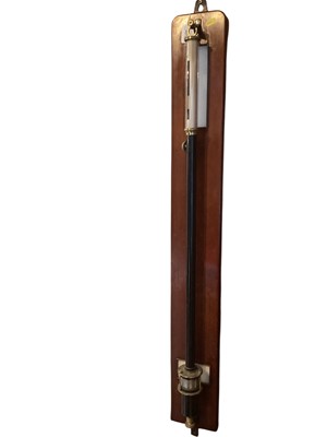 Lot 3072 - Late 19th century Scottish marine barometer by Adie & Wedderburn, Edinburgh, mounted on mahogany board measuring 110cm