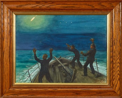 Lot 1391 - *Snaffles, Charles Johnson Payne (1884-1967) watercolour - 'The Nocturne of the Nore', signed, 27cm x 36.5cm, in glazed frame. Provenance: Bonhams, Knowle, 11th May 2010.