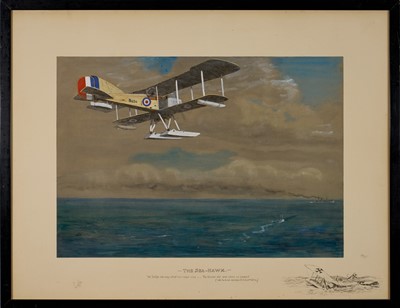 Lot 1387 - *Snaffles, Charles Johnson Payne (1884-1967) signed hand-coloured print - The Sea Hawk, 54cm x 71cm, in glazed frame
