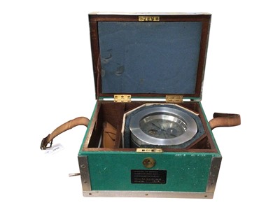 Lot 3090 - English two day Mercer survey chronometer, the 4" silver dial signed 'Thomas Mercer Ltd. St. Albans, England' no. 19874, with subsidiary state of wind and seconds dials and skeletonised centre