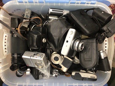 Lot 3078 - Three boxes of cameras, lenses and accessories