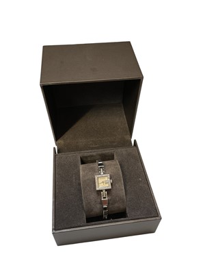 Lot 298 - Ladies' Gucci 'Mini G' stainless steel and diamond wristwatch, boxed
