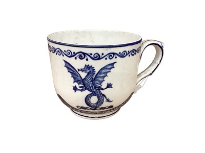 Lot 2367 - Blue and white pottery mug with dragon decoration dated 1915
