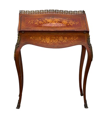 Lot 1490 - Early 20th century French rosewood and inlaid desk