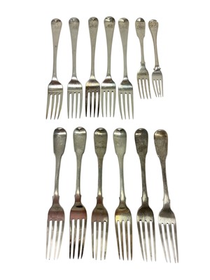 Lot 263 - Selection of Georgian and later silver dinner and dessert forks (various dates and makers).