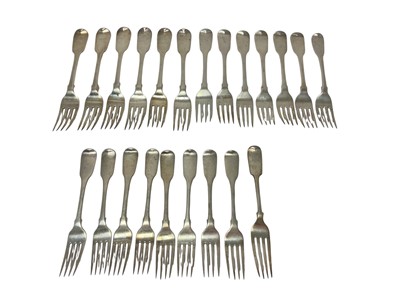 Lot 306 - Group of Georgian silver fiddle pattern cutlery