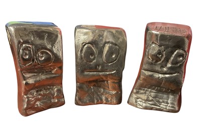 Lot 3141 - Poul Pava (Danish, born 1967) three limited edition polished aluminium sculptures, "De 3 slemme drenge" (The 3 Bad Boys), 345/350, 9cm high