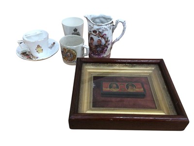 Lot 3137 - Edward VII 1902 commemorative chocolate tin together with other commemorative china