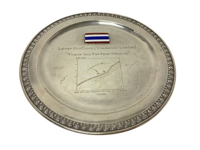 Lot 301 - Thai silver and enamel presentation salver