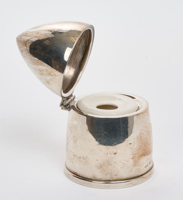 Lot 270 - 1920s silver inkwell modelled in the form of a bullet or artillery shell