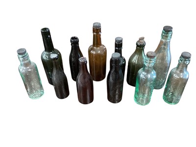 Lot 3109 - Two boxes of various antique glass pub beer bottles, (2 boxes).