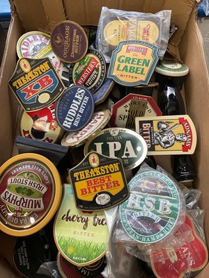 Lot 3119 - Collection of beer pump clips, beer mats and bottle labels (2 boxes)