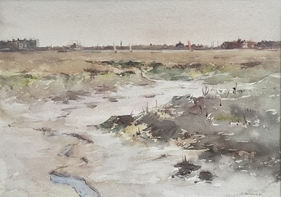 Lot 1347 - Arthur John Trevor Briscoe (1873-1943) watercolour - 'A Walton Backwater, Essex, signed and dated ‘35, 25.5cm x 35.5cm, in glazed gilt frame Provenance: Royal Exchange Art Gallery.