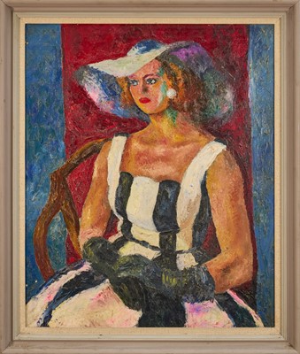 Lot 1224 - *Colin Moss (1914-2005) oil on canvas - Portrait of a Lady, signed, 77cm x 63cm, in painted frame