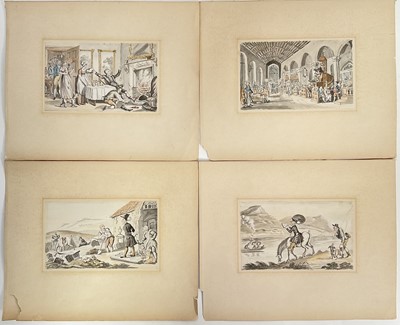 Lot 253 - Manner of Thomas Rowlandson (1756-1827) group of four ink and watercolour illustrations of Dr Syntax, 11.5cm x 19cm, unframed