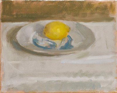 Lot 1275 - Jack Stephenson (1945-2025) oil on canvas, Still Life of a Lemon, 20cm x 25cm, unframed