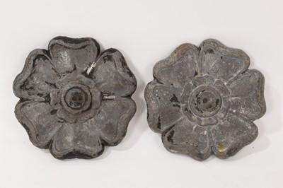 Lot 746 - Pair of antique lead Tudor rose building fittings, each 14cm in diameter (2)