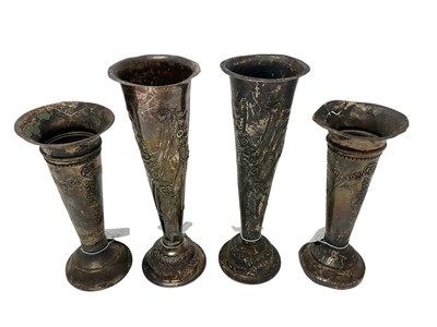 Lot 291 - Two pair of silver spill vases, (4).