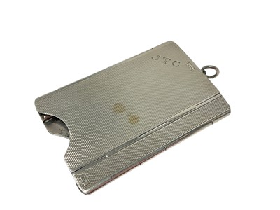 Lot 289 - Unusual silver card case, engine turned all-over