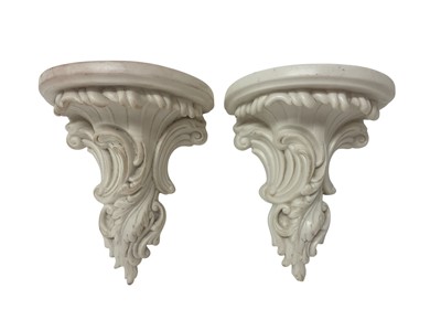 Lot 21 - Pair of 19th century Parian ware wall brackets, moulded with scrolling acanthus leaves, formerly hanging in the study of R.A. Willis in Trinity College Cambridge, 16.5cm high