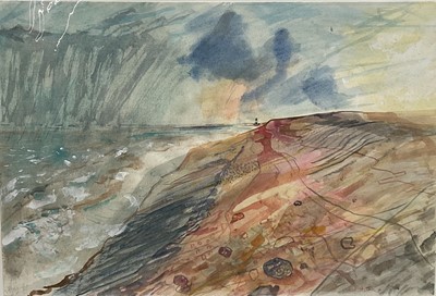 Lot 1294 - Michael Chase (1915-2001) watercolour, Suffolk beach, signed and dated (19)’80, 38cm x 55cm, unframed