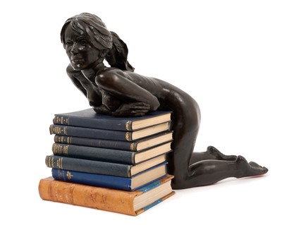 Lot 977 - Tom Greenshields (1915-1994) bronze resin, girl with books