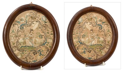 Lot 774 - Unusual 18th century double-sided silkwork embroidery