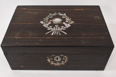 Lot 782 - 19th century coromandel and mother of pearl inlaid writing box