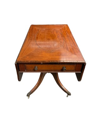 Lot 1412 - Unusual George III satinwood and kingwood crossbanded pedestal Pembroke table