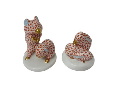 Lot 62 - Herend porcelain pair of rabbits and pair of mice, 8cm high