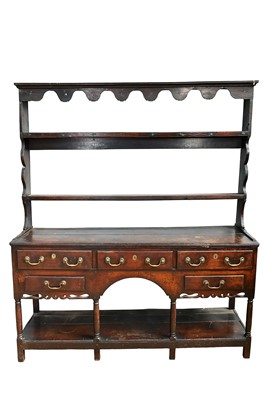 Lot 1413 - 18th century oak high dresser