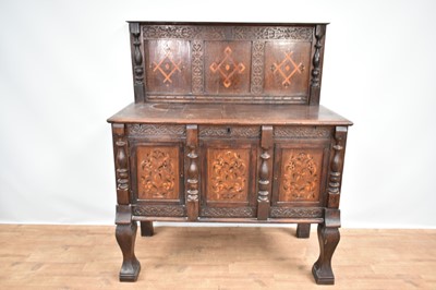 Lot 5313 - 17th century style oak and marquetry inlaid sideboard
