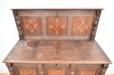Lot 5313 - 17th century style oak and marquetry inlaid sideboard
