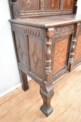 Lot 5313 - 17th century style oak and marquetry inlaid sideboard