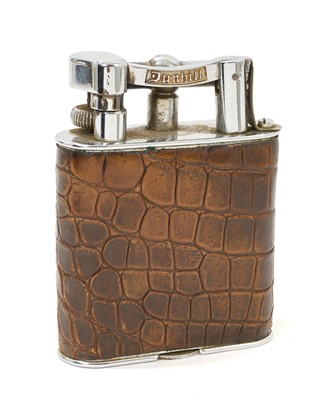 Lot 791 - 1930s Dunhill chrome table lighter with crocodile skin cover