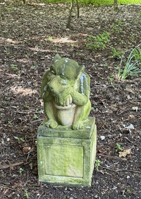 Lot 1477 - Set of three concrete garden models of ogres, 50cm high