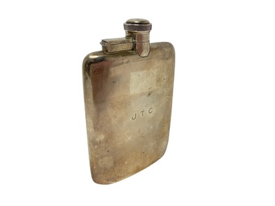 Lot 292 - 1940s silver spirit flask, with engraved initials and hinged bayonet fitting cap (Sheffield 1946)