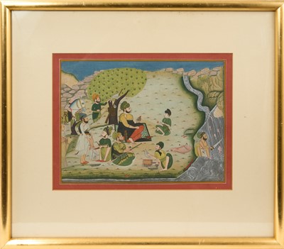 Lot 812 - 19th century Indian School gouache - Picnic after Hunting