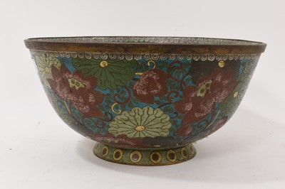 Lot 818 - Chinese cloisonne bowl, of large size, decorated with foliate ornament. 35.5cm diameter