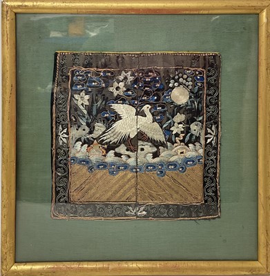 Lot 826 - 19th century Chinese embroidered silk rank badge