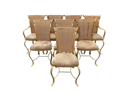 Lot 1500 - Attributed to Jacques Adnet, set of eight vintage painted metal dining chairs