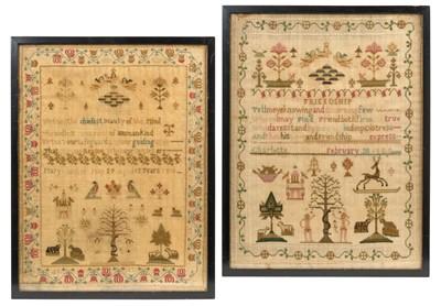 Lot 830 - Rare pair of George III samplers by sisters Mary Archer and Charlotte Archer